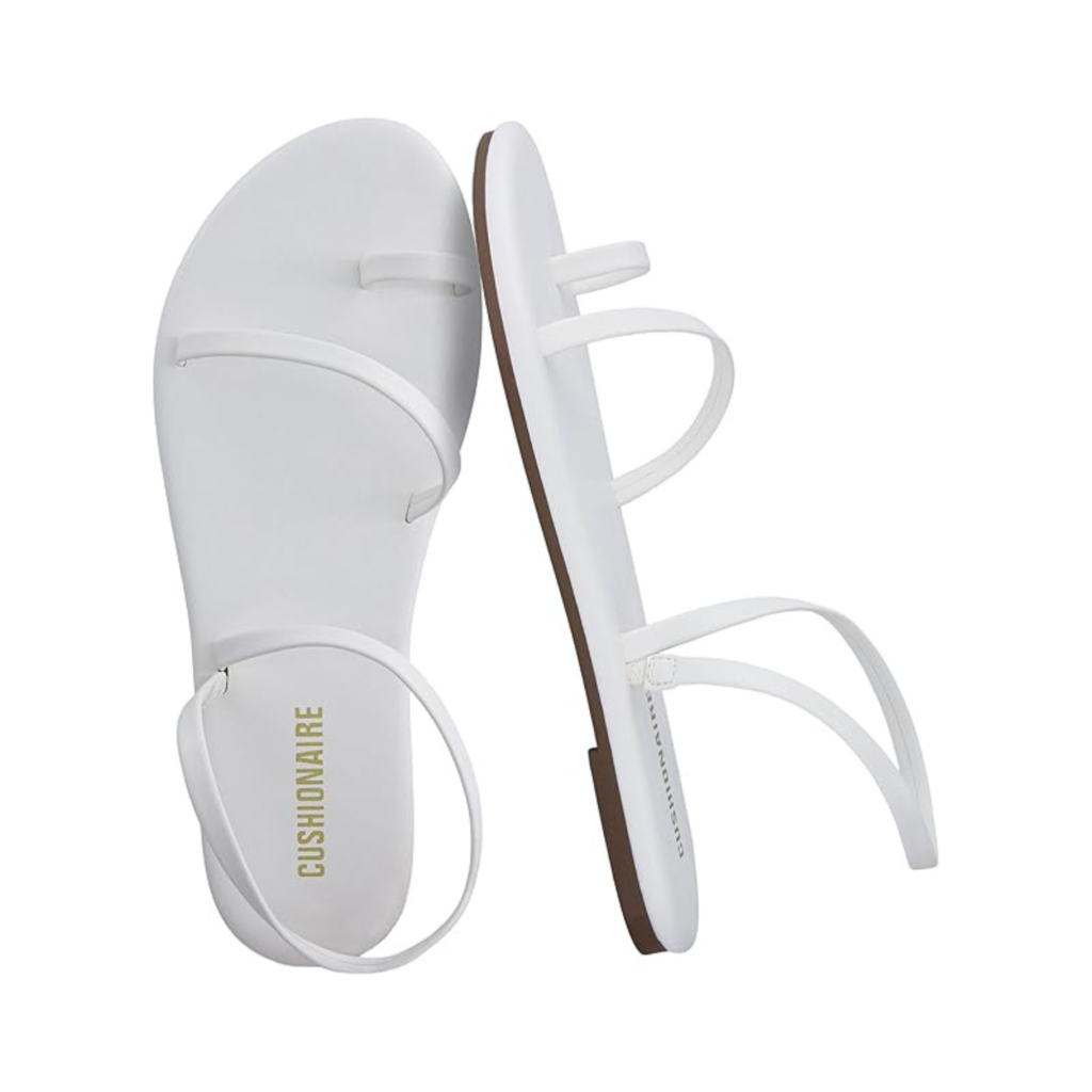 CUSHIONAIRE CHAI Flat Strappy Sandals for Women, Comfortable Dressy Summer Slip-On Sandal with Memory Foam